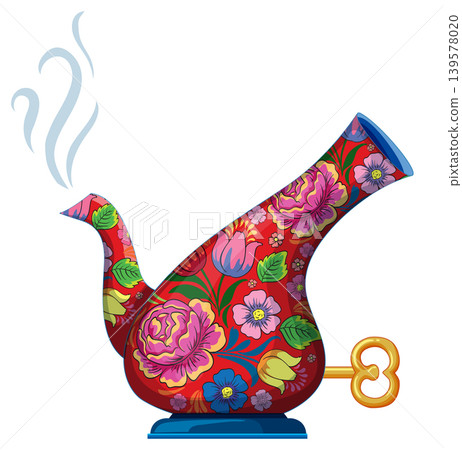 Floral Patterned Wind-Up Teapot with Steam 139578020