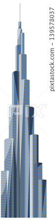 Modern Blue Skyscraper Vector Illustration Isolated on White Background Modern Blue Skyscraper Vector Illustration Isolated on White Background 139578037