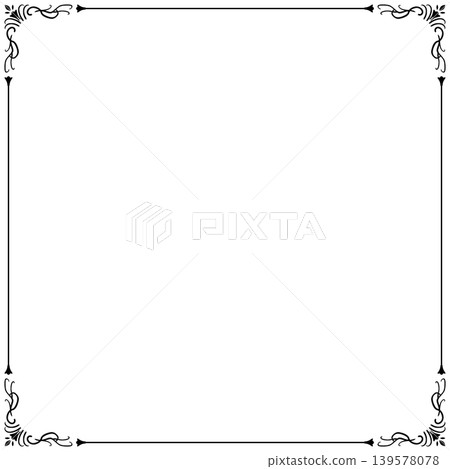 Simple square antique frame - black - 139578078