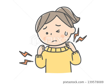 A girl who is bothered by the itchiness of her sweater. 139578089