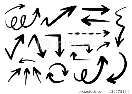 向量筆手繪箭頭設定黑色 向量筆手繪箭頭設定黑色 139578134