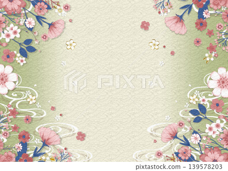 Floral pattern texture drawn on Japanese paper 139578203
