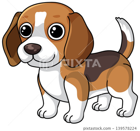Cute Beagle Puppy Vector Illustration Isolated on White Background Cute Beagle Puppy Vector Illustration Isolated on White Background 139578224