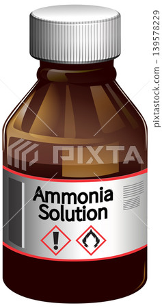 Amber Chemical Bottle with Ammonia Solution Warning Label Amber Chemical Bottle with Ammonia Solution Warning Label 139578229