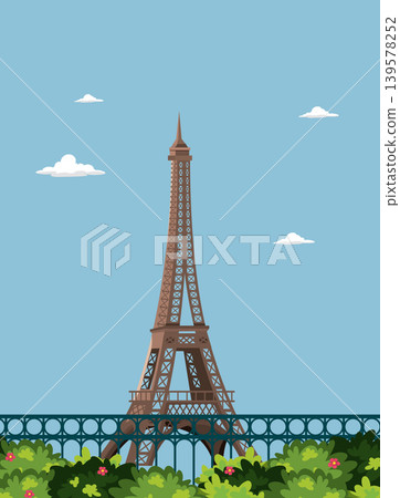 Flat Design Vector Illustration of the Eiffel Tower in Paris France Flat Design Vector Illustration of the Eiffel Tower in Paris France 139578252