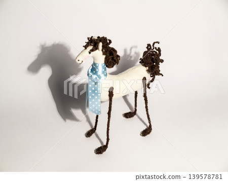 Handmade toy horse on white background 139578781