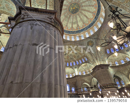 Ornate mosque interior with domed ceiling Ornate mosque interior with domed ceiling 139579058