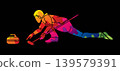 Curling Sport Male Player Action Cartoon Graphic Vector 139579391