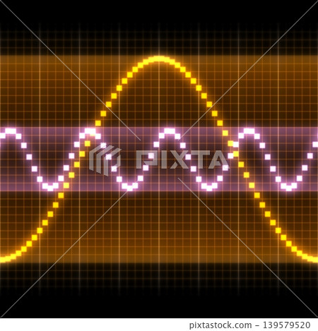 Neon cosine curve pattern on oscilloscope screen. High resolution photo filter. Neon cosine curve pattern on oscilloscope screen. High resolution photo filter. 139579520