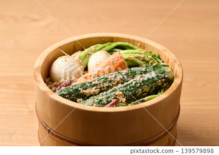 Pickled vegetables in a barrel Pickled vegetables in a barrel 139579898