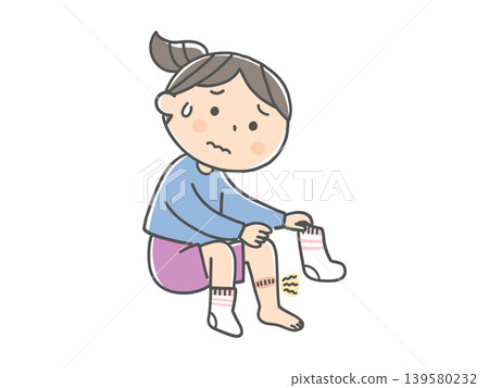 A girl who dislikes the feel of socks against her skin. A girl who dislikes the feel of socks against her skin. 139580232