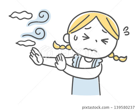 A girl who dislikes various everyday smells (monochromatic) A girl who dislikes various everyday smells (monochromatic) 139580237