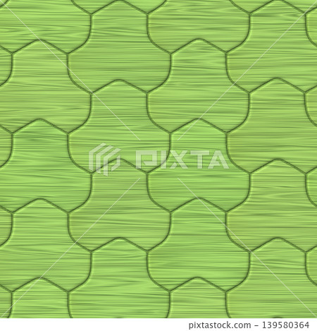 Green Clover Shaped Paving Tile Wood Texture Green Clover Shaped Paving Tile Wood Texture 139580364