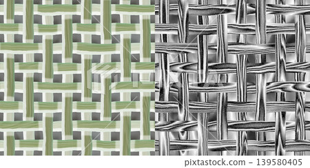 Pale Green Woven Wood Texture and Height Map 139580405