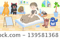 A wombat receiving a massage, along with other animals (Tasmanian devil, echidna, wallaby, platypus) 139581368
