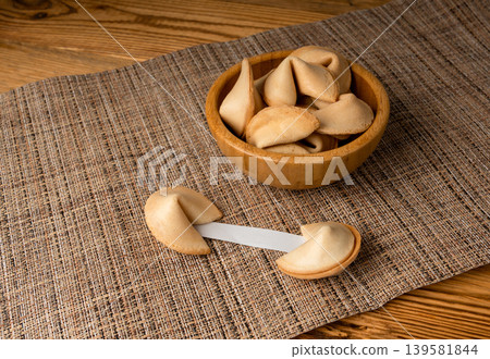 Fortune cookies, lucky Chinese biscuits Fortune cookies, lucky Chinese biscuits 139581844