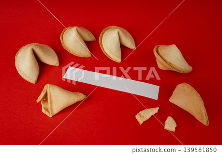 Fortune cookies, lucky Chinese biscuits set 139581850
