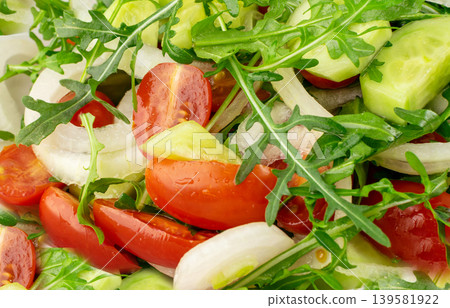 Macro photo of arugula salad pattern Macro photo of arugula salad pattern 139581922