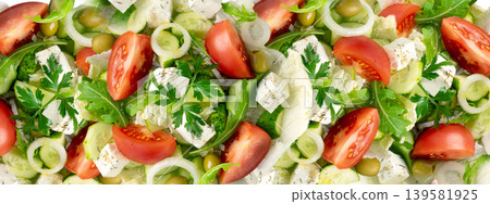 Greek Salad, Horiatiki or Village Salad with Feta Cheese Greek Salad, Horiatiki or Village Salad with Feta Cheese 139581925