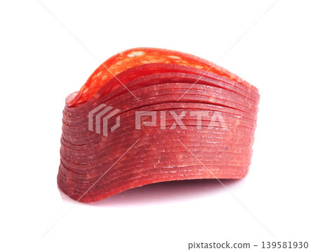 Pepper salami cuts isolated 139581930
