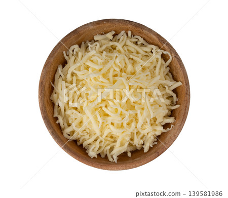 Grated mozzarella cheese. Shredded mozarella texture 139581986