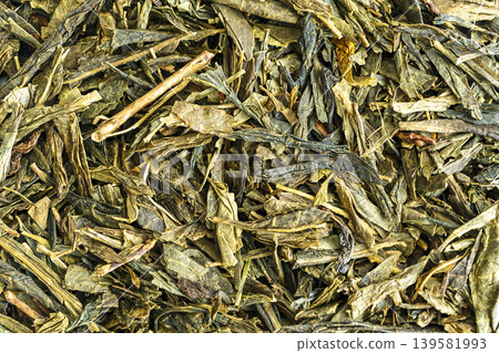 Green tea leaves macro detailed background Green tea leaves macro detailed background 139581993