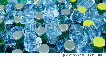 Beer Bottles in Ice Cubes Pattern Beer Bottles in Ice Cubes Pattern 139582009