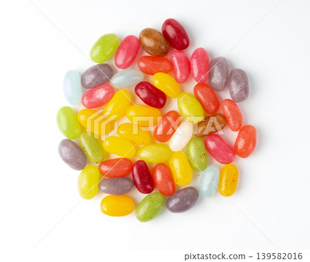 Jelly beans gummy candy pile, colorful marmalade pills 139582016
