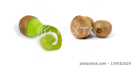 Kiwi fruit peel isolated, peeling kiwifruit Kiwi fruit peel isolated, peeling kiwifruit 139582029