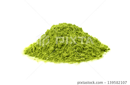 Matcha powder isolated, green tea pile Matcha powder isolated, green tea pile 139582107
