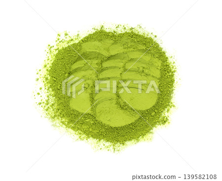 Matcha powder isolated, green tea pile 139582108