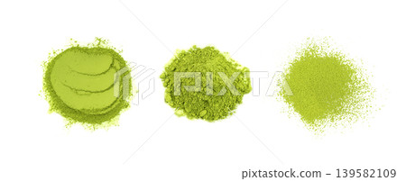 Matcha powder isolated, green tea pile Matcha powder isolated, green tea pile 139582109