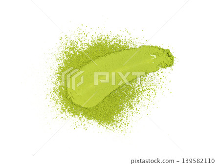 Matcha powder isolated, green tea pile 139582110