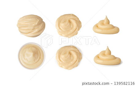 Mayonnaise swirl line isolated, mayo sauce smear Mayonnaise swirl line isolated, mayo sauce smear 139582116
