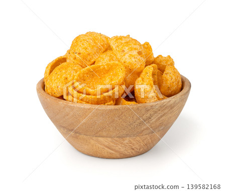 Hummus chickpea chips, chick pea crisps pile, healthy orange snack, fried legume crunchies 139582168