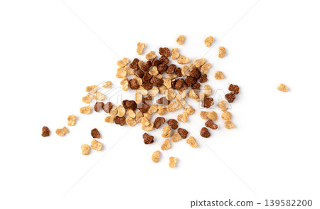 Chocolate cereal flakes isolated, rice crispy breakfast 139582200