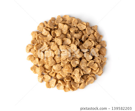 Chocolate cereal flakes isolated, rice crispy breakfast 139582203