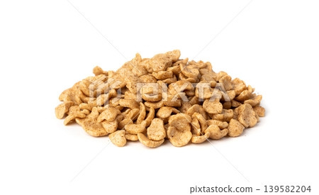 Chocolate cereal flakes isolated, rice crispy breakfast 139582204