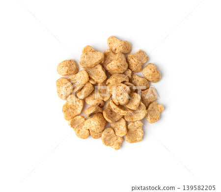 Chocolate cereal flakes isolated, rice crispy breakfast 139582205