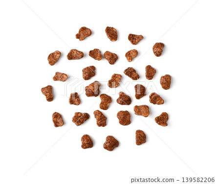 Chocolate cereal flakes isolated, rice crispy breakfast Chocolate cereal flakes isolated, rice crispy breakfast 139582206