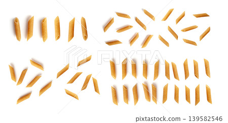 Raw Brown Pasta, Wholegrain Penne, Dry Whole Grain Noodle, Raw Spelt Macaroni, Healthy Italy Food 139582546