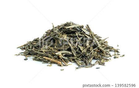 Green tea leaves macro texture isolated Green tea leaves macro texture isolated 139582596