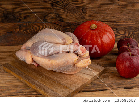 Helmeted guinea fowl raw meat Helmeted guinea fowl raw meat 139582598