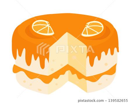 orange cake food designer style orange glazed cake with fruit slices 139582655