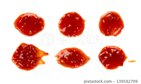 Bbq sauce splash isolated, barbecue ketchup stain Bbq sauce splash isolated, barbecue ketchup stain 139582709