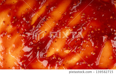 Bbq sauce pattern, barbecue ketchup stain textuted background top view Bbq sauce pattern, barbecue ketchup stain textuted background top view 139582715