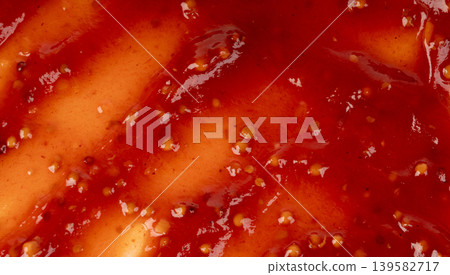 Bbq sauce pattern, barbecue ketchup stain textuted background top view Bbq sauce pattern, barbecue ketchup stain textuted background top view 139582717