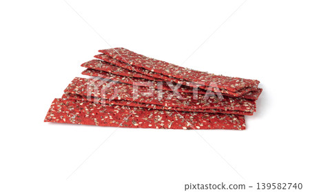 Beetroot crackers, thin rusk beet root bread, red diet multigrain crispbread, various seeds Beetroot crackers, thin rusk beet root bread, red diet multigrain crispbread, various seeds 139582740