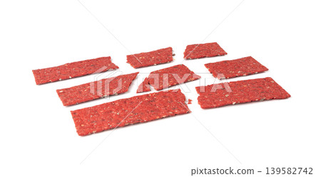 Beetroot crackers, thin rusk beet root bread, red diet multigrain crispbread, various seeds Beetroot crackers, thin rusk beet root bread, red diet multigrain crispbread, various seeds 139582742