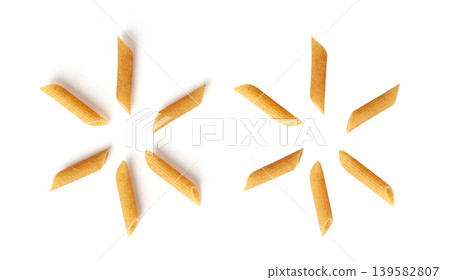 Raw Brown Pasta, Wholegrain Penne, Dry Whole Grain Noodle, Raw Spelt Macaroni, Healthy Italy Food Raw Brown Pasta, Wholegrain Penne, Dry Whole Grain Noodle, Raw Spelt Macaroni, Healthy Italy Food 139582807